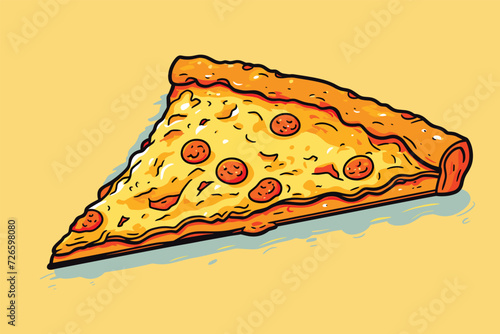 delicious cheesy pizza vector illustration