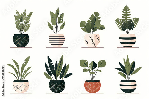 Botanical House: Fresh Greenery in Decorative Flowerpots, a Tropical Flora Collection for Interior Design