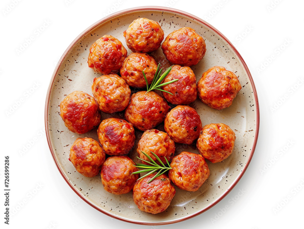 Meatballs on the plate isolated on a white background, minimalist style, Meatballs on the plate isolated on a white background, minimalist style,