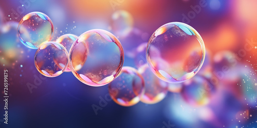 Bright purple-pink background with soap bubbles