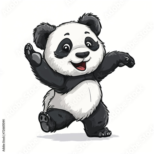 Fototapeta Naklejka Na Ścianę i Meble -  Cute Funny Panda Is Dancing Silly