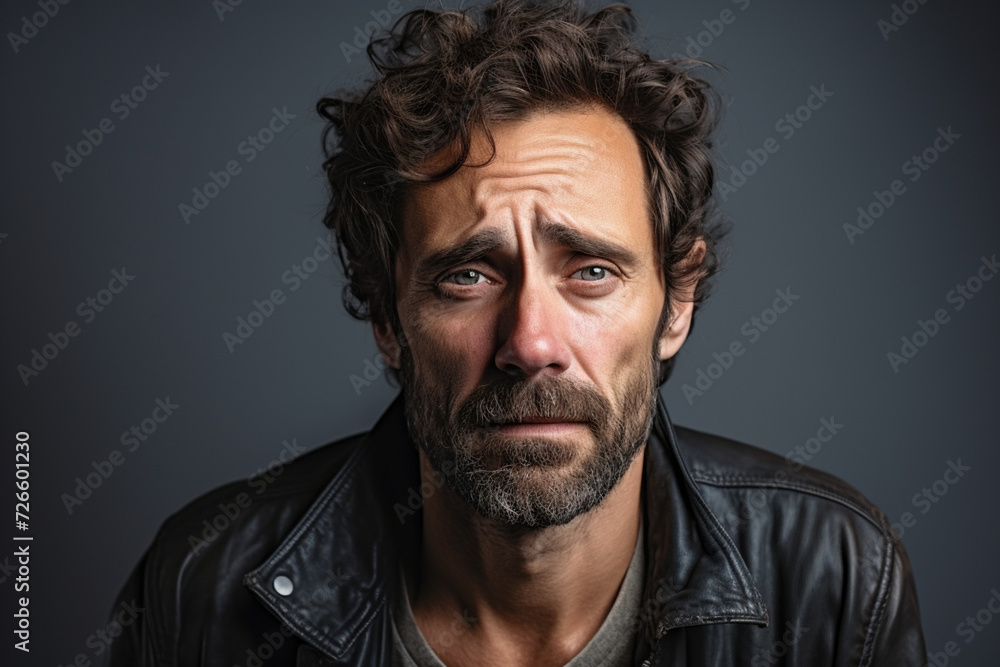 Obraz premium Upset middle aged man looking at camera. Concept of psychological states