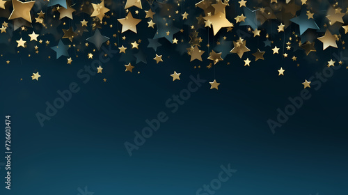 Flat lay composition for festive background with festive decorations and stars