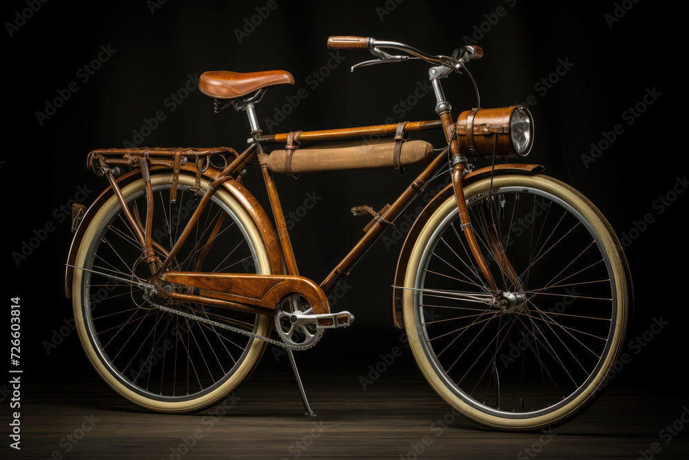 Restoring a vintage bicycle, combining old charm with new functionality. Concept of restoration and sustainable transportation. Generative Ai.