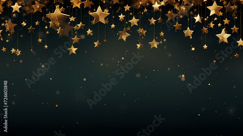 Flat lay composition for festive background with festive decorations and stars © xuan