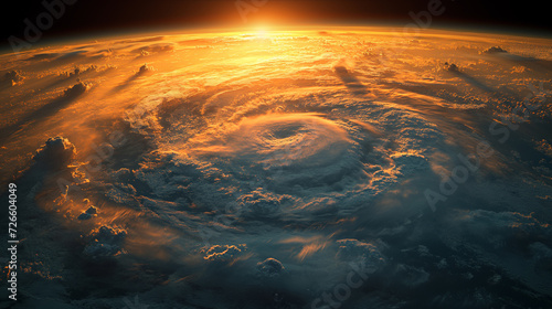 16:9 the large storm occurring view of the earth from space. photo