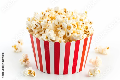 Popcorn striped bucket on white background
