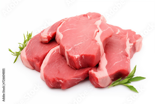 fresh pork meat isolated on white background, close-up