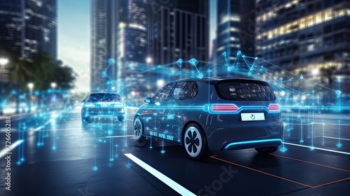 Smart car and internet of things (IOT) concept, IoT based vehicle connectivity in modern car © neirfy