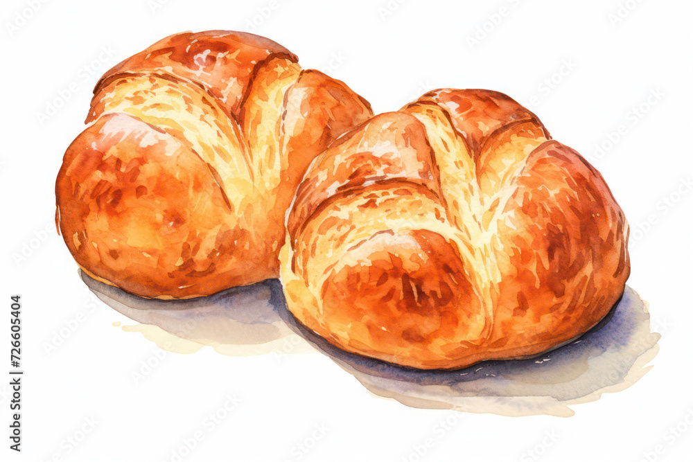 Traditional Homemade Challah: Tasty Pastry and Delicious Breakfast Bun, Freshly Baked with Crispy Golden Crust on a White Background
