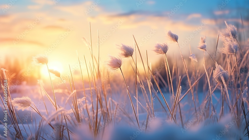 Obraz premium Tranquil Winter Scene Unfolds with Falling Snowflakes - Calm Snowy Landscape