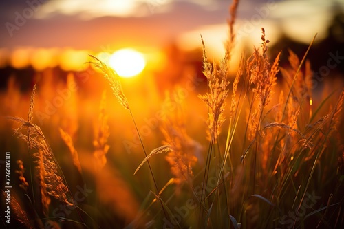 Afternoon Tranquility: Field of Tall Grass - Nature's Serene Symphony