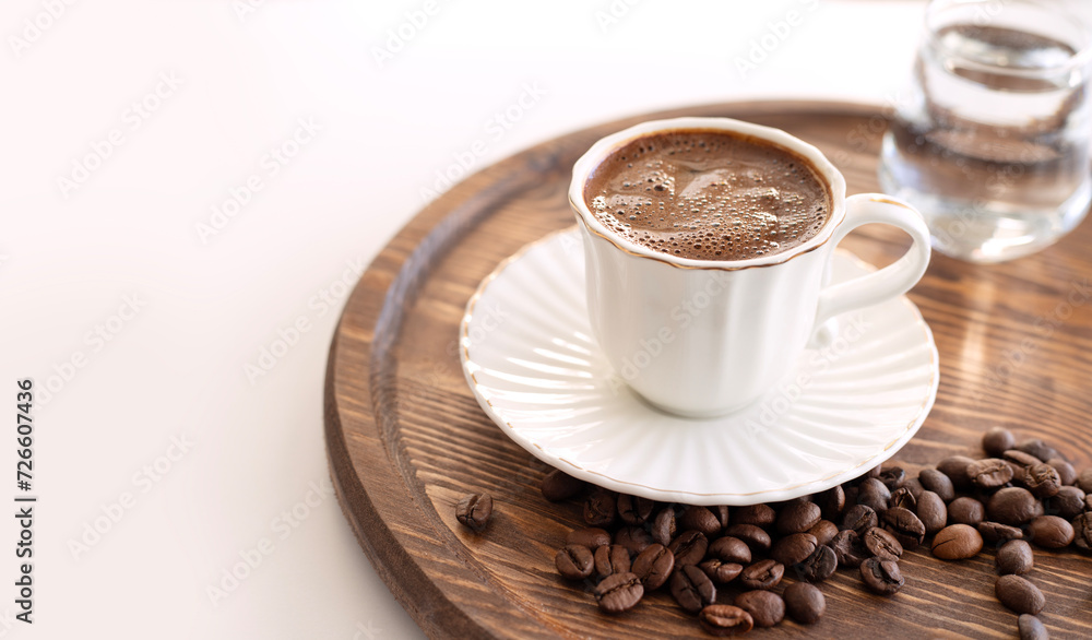 Traditional turkish coffee drink concept Traditional turkish coffee drink concept