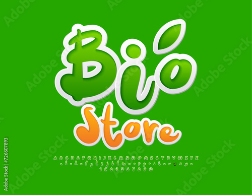 Vector eco concept Bio Store. Modern Green Font. Creative set of creative Alphabet Letters, Numbers and Symbols set.