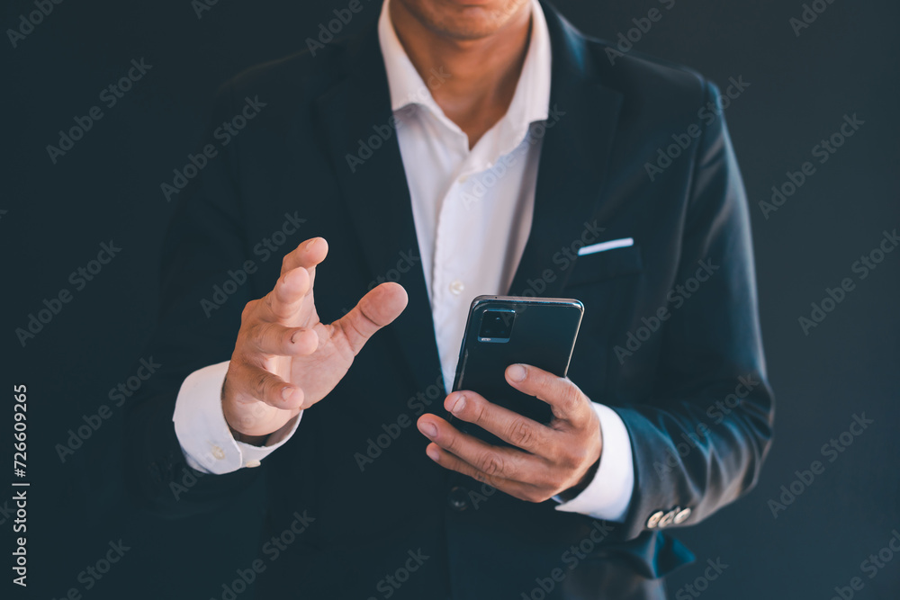 Business people use modern wireless technology to chat on their phones and extend their phones for conversation. Business people use modern wireless technology to chat on their phones and extend their phones for conversation.
