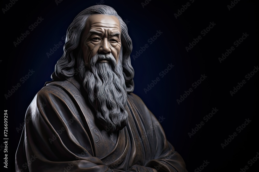 Realistic statue of Mozi the chinese philosopher