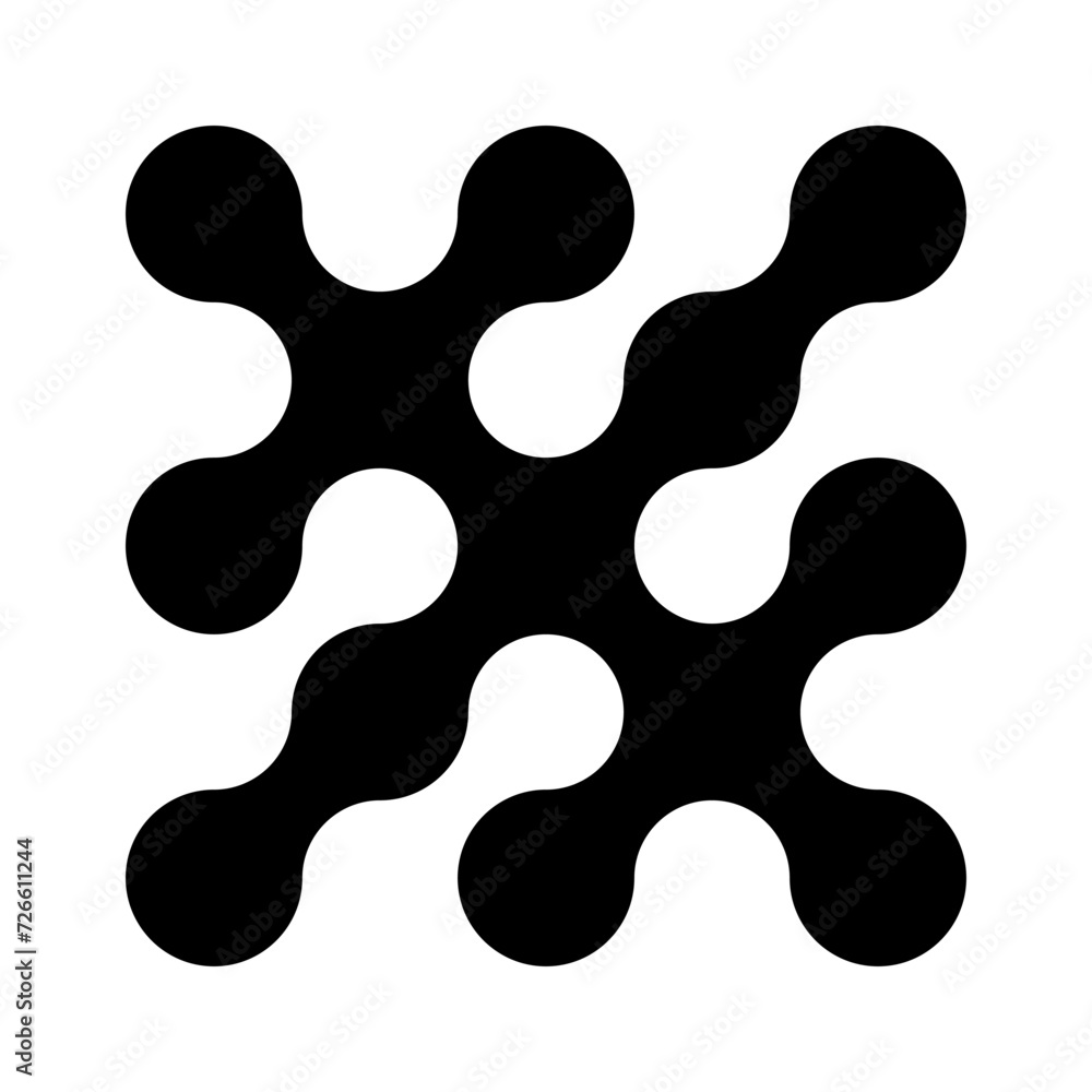 Metaball logo. Dots connected icon. Circles illusioned pattern. Modern integration symbol. Transition of metaballs. Abstract point innovation background. Connected organic blobs. Vector flat template. Metaball logo. Dots connected icon. Circles illusioned pattern. Modern integration symbol. Transition of metaballs. Abstract point innovation background. Connected organic blobs. Vector flat template.