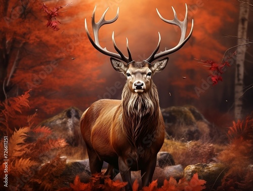 Red deer at autumn © Generative Ai