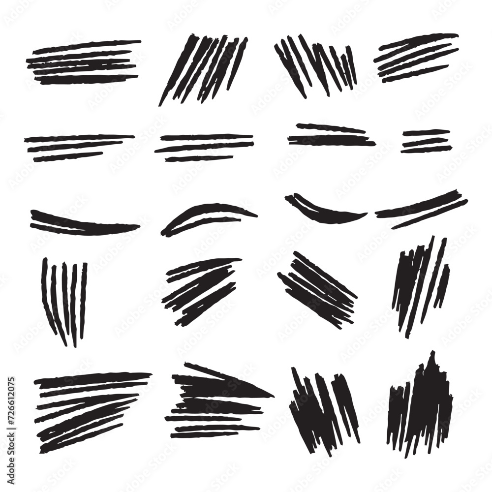 Scribble brush stroke charcoal curly line set illustation for background design Scribble brush stroke charcoal curly line set illustation for background design