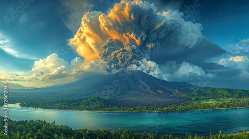 16 9 The volcano erupted releasing large clouds of black smoke and charcoal into the sky.