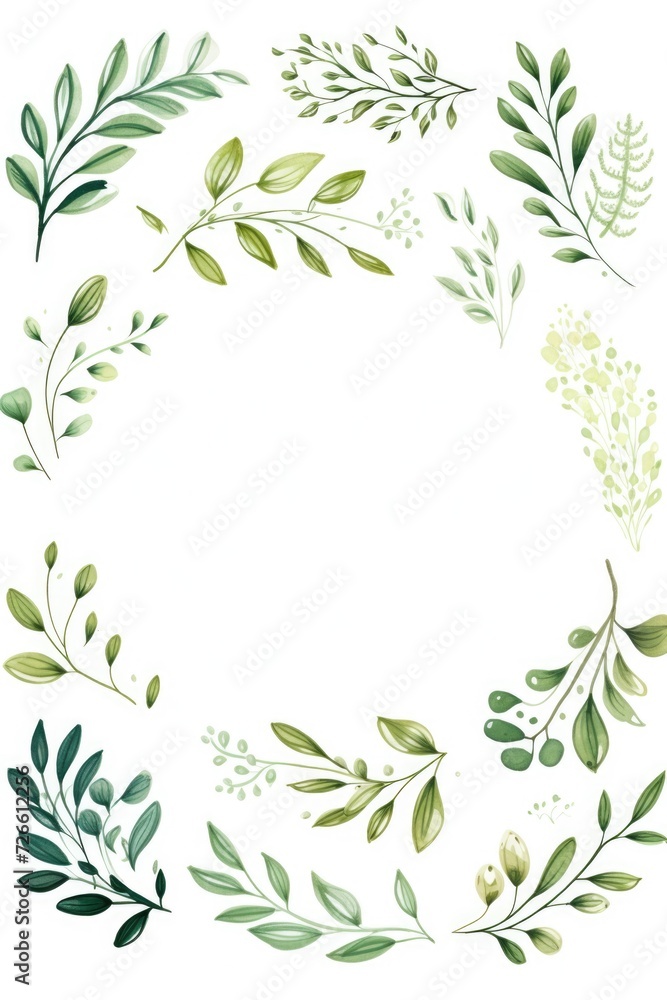 A wreath made of green leaves and branches. Can be used for various occasions and decorations