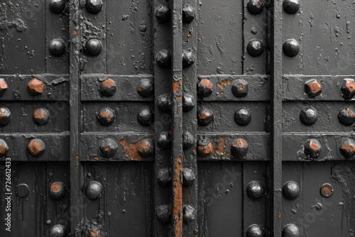 a riveted piece of old metal sheet. Metal background