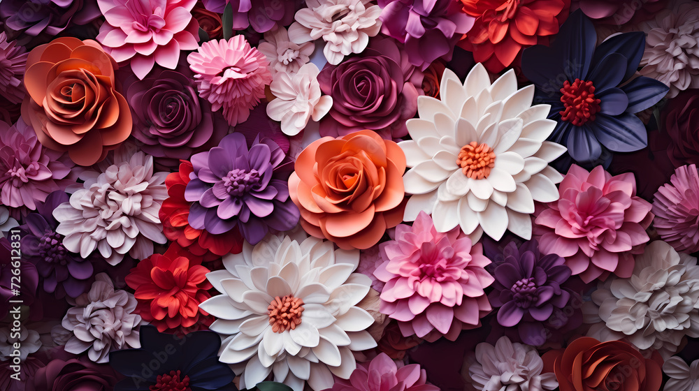 Colorful blooming flowers background