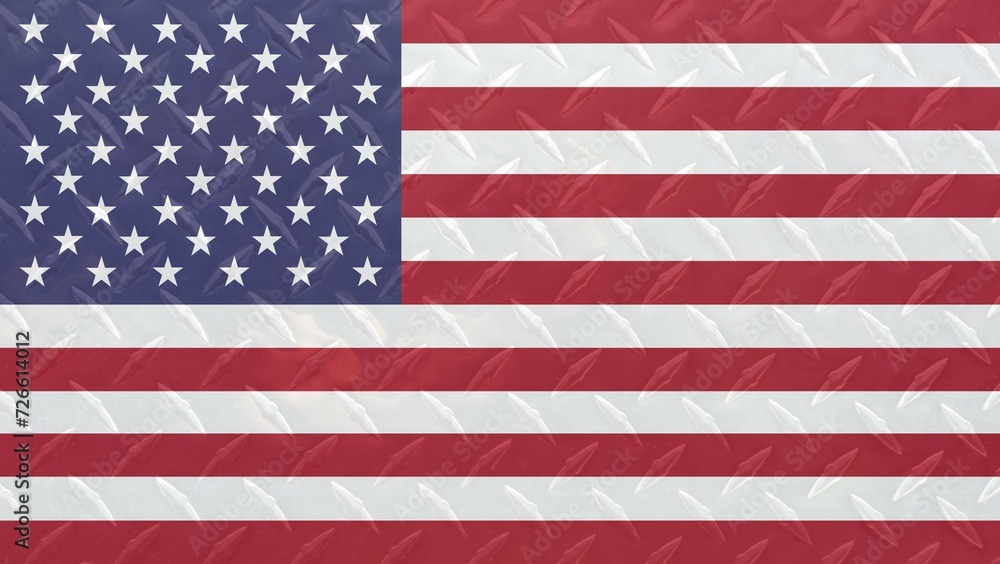Fototapeta premium Stainless steel diamond plate sheet United States of America USA national country flag vector
