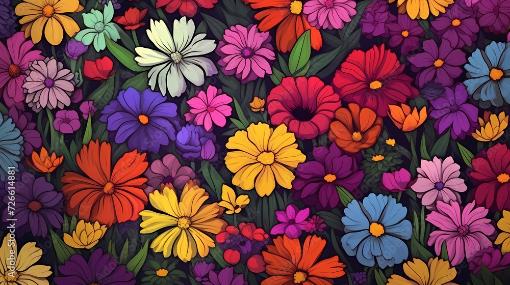 Colorful blooming flowers background Colorful blooming flowers background