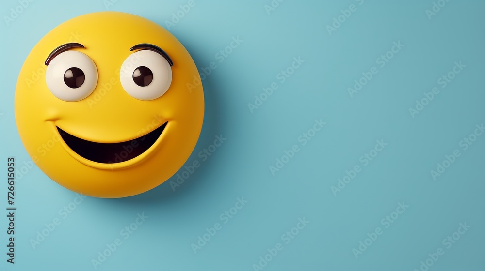 Smile and happiness day  smiling happy emoji face on light yellow background with free copy space