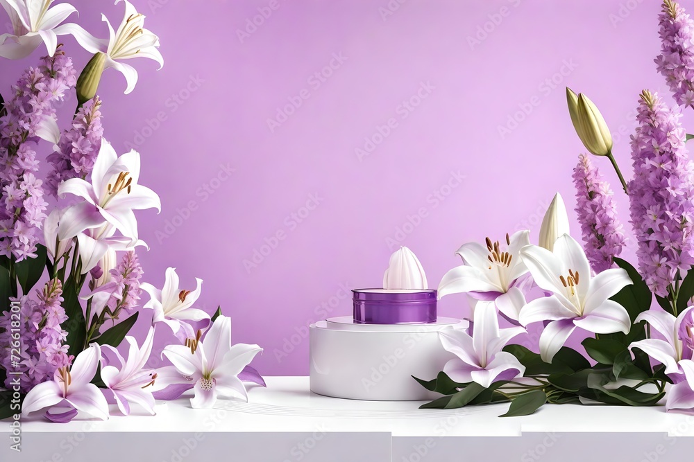 Podium with background flower Podium with background flower