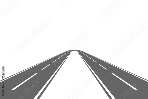 Winding road. Journey traffic curved highway. Road to horizon in perspective. Winding asphalt empty line isolated vector concept  