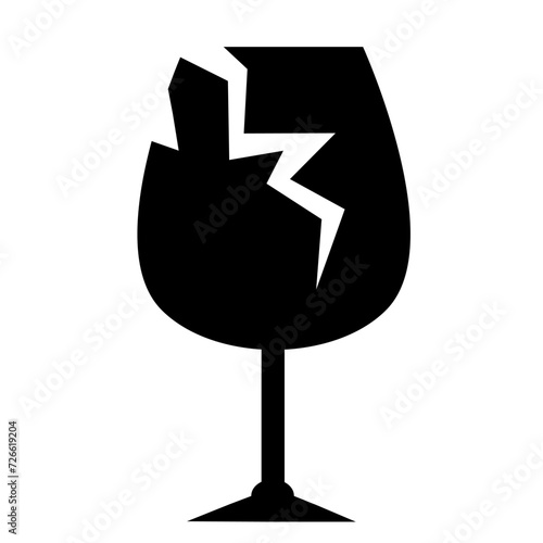 Black silhouette of broken wine glass