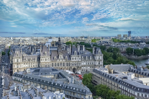 Paris, aerial view of the Hotel de Ville, city hall in the center  © Pascale Gueret