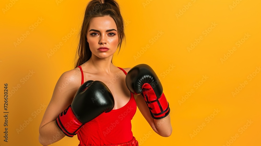 Beautiful lady with boxing gloves Beautiful lady with boxing gloves