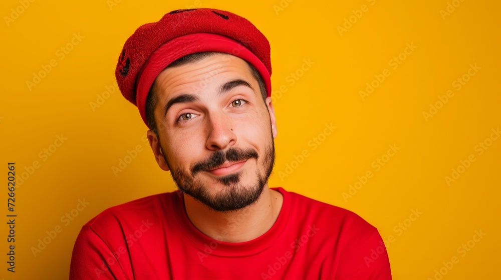 portrait of a man with red outfit portrait of a man with red outfit