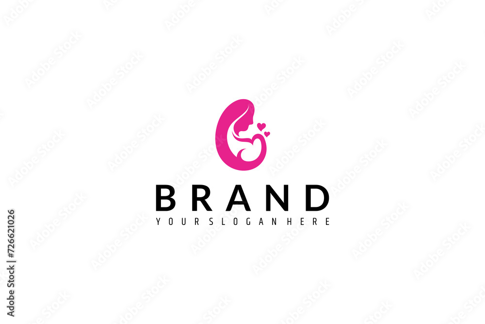 Mother and baby in flat vector design style illustration with love. Mother and baby in flat vector design style illustration with love.