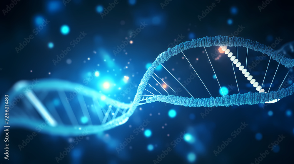 3D rendering genetic diagram of human DNA under microscope 3D rendering genetic diagram of human DNA under microscope
