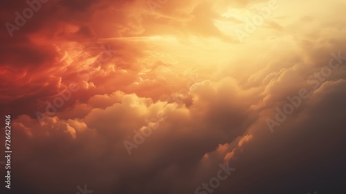 Abstract orange could light background with puffs of ivory smoke texture background.