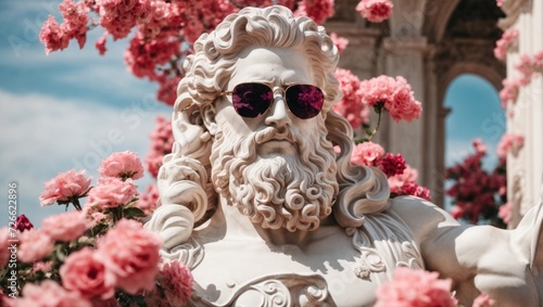 marble statue of a man in flowers