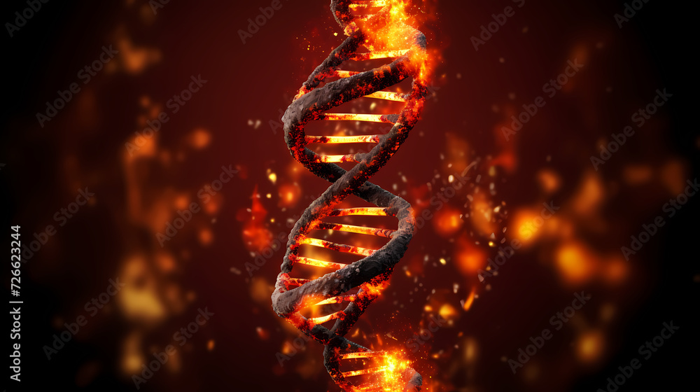 Obraz premium Human DNA structure, 3D illustration of helical DNA molecule