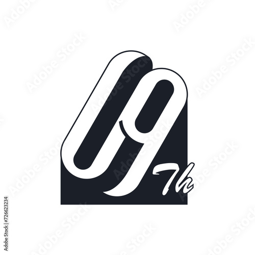Number 9 anniversary logo icon vector.