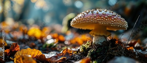 Forest Mushroom in Sunlit Moss