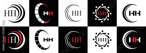 HH logo. H H design. WhitE HH letter. HH  H H letter logo SET design. Initial letter HH linked circle uppercase monogram logo. H H letter logo SET vector design. HH letter logo design  
