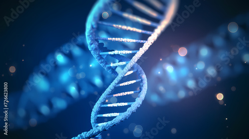 3D rendering genetic diagram of human DNA under microscope © xuan
