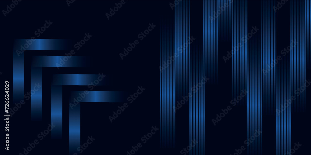 Abstract blue glowing geometric lines on dark blue background. Modern shiny blue circle lines pattern. Futuristic technology concept.