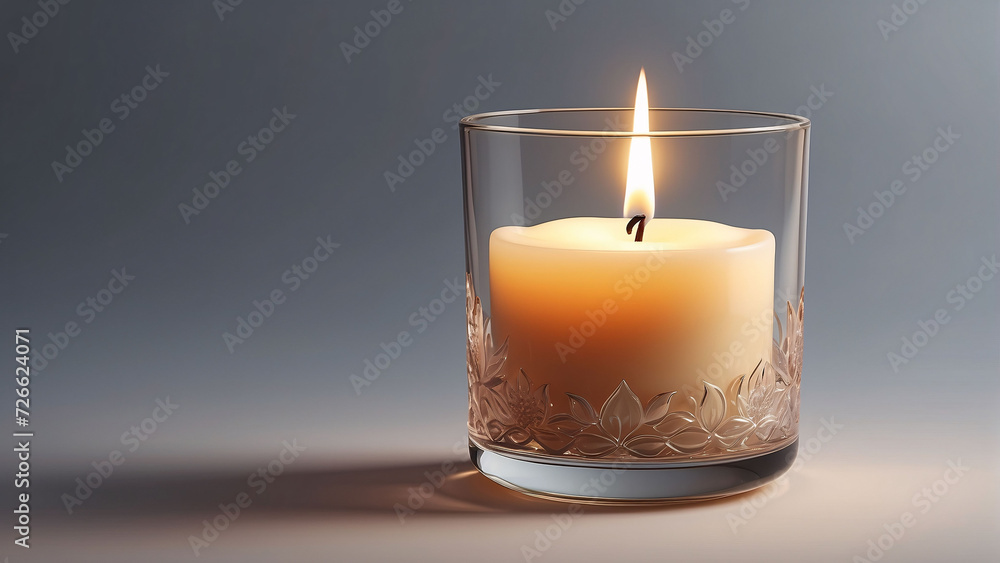 Burning candle in glass jar, close up Burning candle in glass jar, close up
