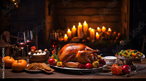 Roasted Turkey. Christmas dinner. Neural network AI generated art