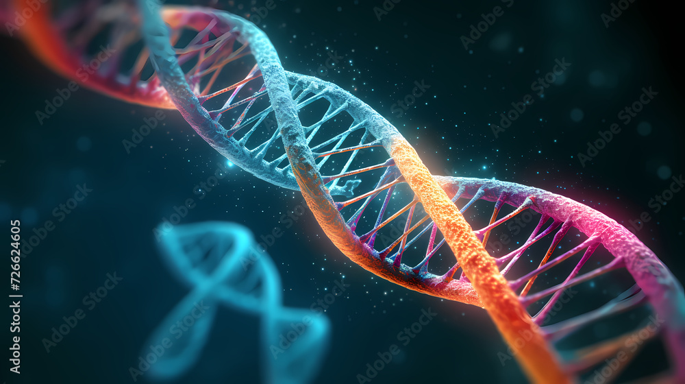Human DNA structure, 3D illustration of helical DNA molecule Human DNA structure, 3D illustration of helical DNA molecule
