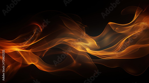 Abstract smoke flames on black background, copy space 